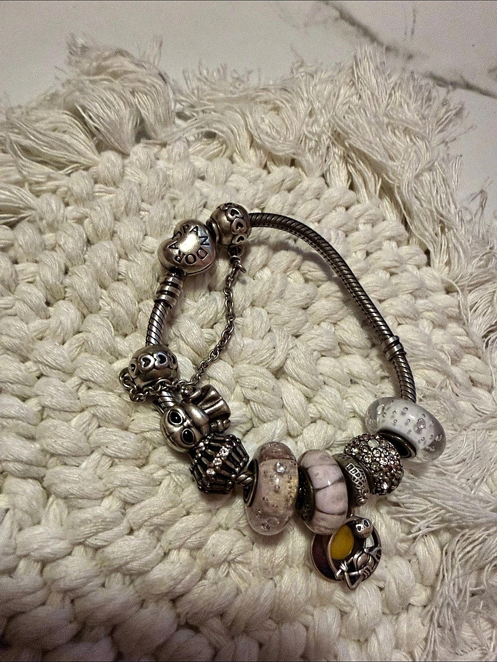 Pandora Moments Snake Chain Charm Bracelet with Mixed Charms Charm Bracelet in